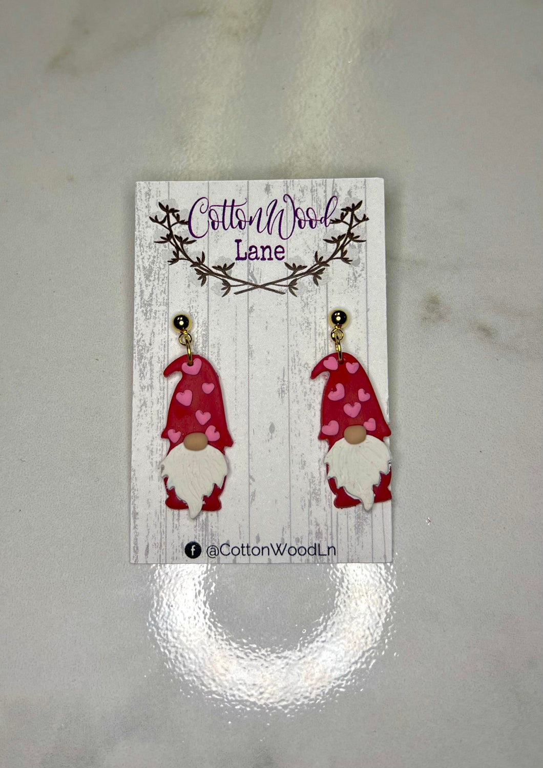 Red Heart Gnome Clay earring