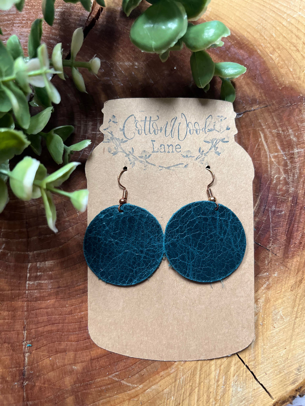 Worn Teal Circle earring