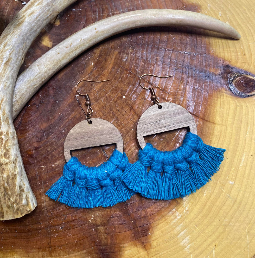 Teal Macramé earring