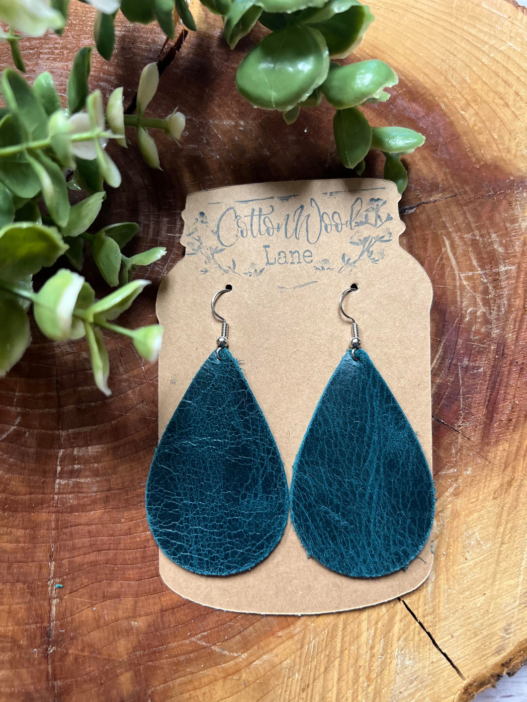 Worn Teal Teardrop earring