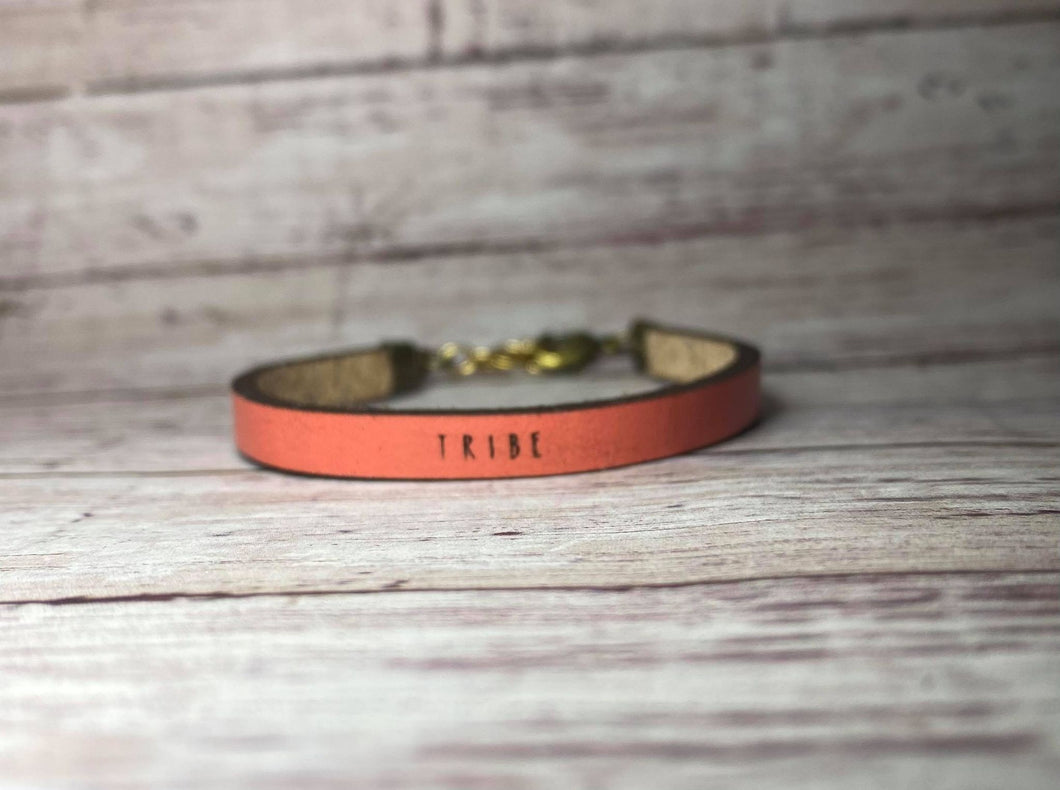 Coral leather TRIBE bracelet