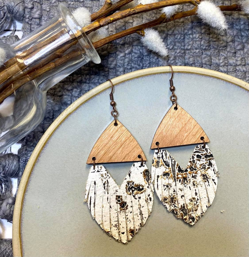 White Birch fringe Earring