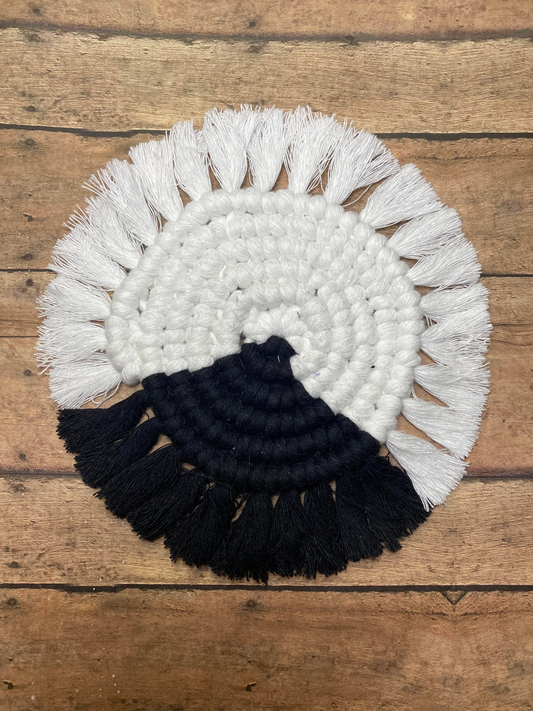 White & Black Macrame Coaster