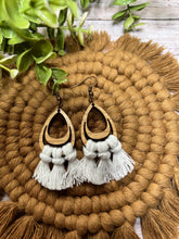 Load image into Gallery viewer, Petite Open Wooden Teardrop Macrame earring
