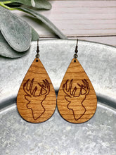 Load image into Gallery viewer, Wooden Deer teardrop earring
