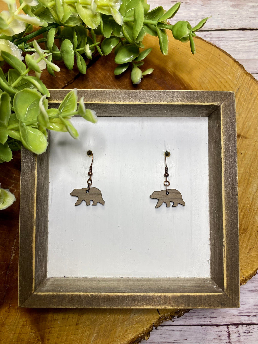 Mini Wooden Bear earring