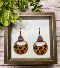 Load image into Gallery viewer, Wooden Cheetah circle earring
