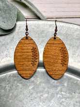 Load image into Gallery viewer, Wooden Football earring
