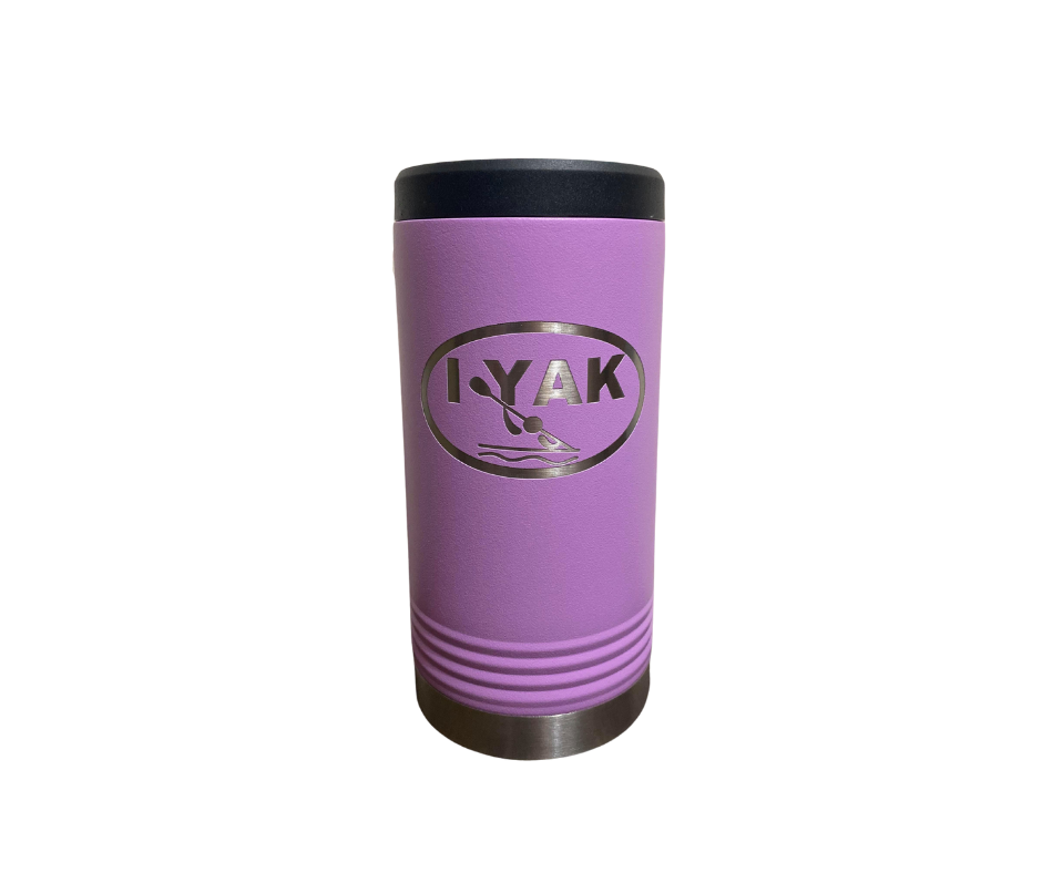 I Yak laser engraved slim can koozie